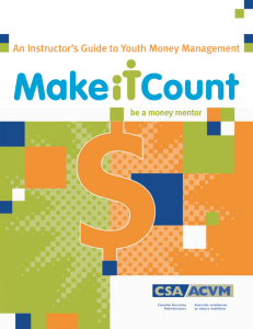 Make it Count – An instructor's guide to youth money management