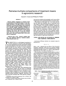 Pairwise Multiple Comparisons of Treatment Means In Agronomic