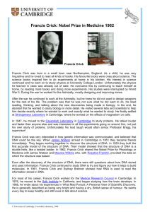 Francis Crick: Nobel Prize in Medicine 1962