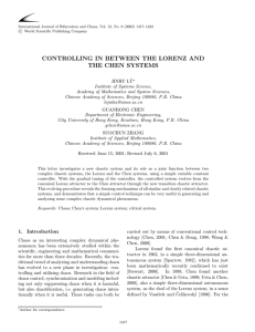 controlling in between the lorenz and the chen systems