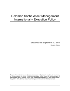 Goldman Sachs Asset Management International – Execution Policy