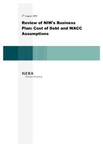 Review of NIW's Business Plan: Cost of Debt and WACC