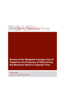 Review of the Weighted Average Cost of Capital for the Purposes of