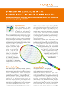 Calculations of tennis rackets in virtual prototyping