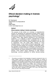 Ethical decision-making in forensic psychology1