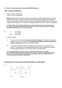 3.4 Atomic, molecular and ionic properties 2005 Answers ONE