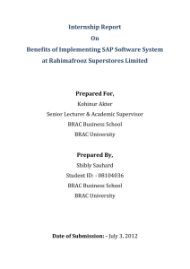 Internship Report On Benefits of Implementing SAP Software System