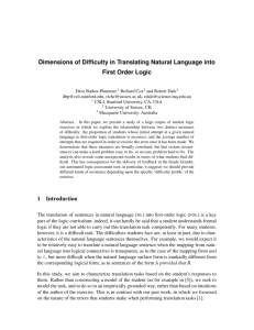 Dimensions of Difficulty in Translating Natural Language into First
