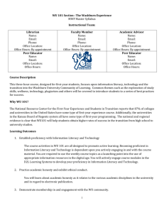 View the Syllabus for WU 101