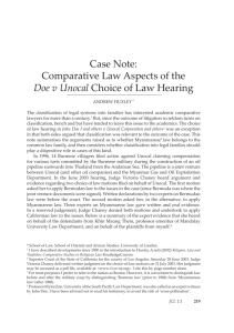 Case Note: Comparative Law Aspects of the Doe v Unocal Choice of