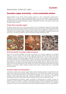 Secondary copper processing – a more sustainable solution