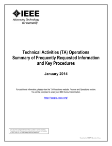 Technical Activities (TA) Operations Summary of Frequently