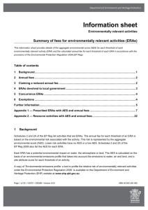 Summary of fees for environmentally relevant activities (ERAs) EM389