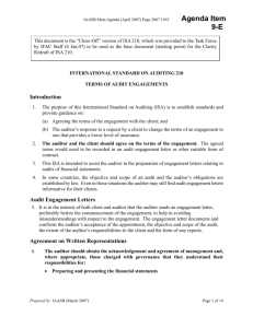 Introduction Audit Engagement Letters Agreement on Written