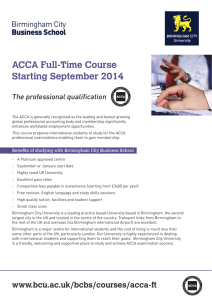 ACCA Full-Time Course Starting September 2014