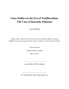 Class in the era of neoliberalism: The case of Karachi, Pakistan