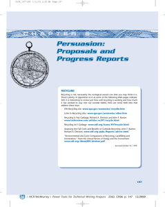 Persuasion: Proposals and Progress Reports