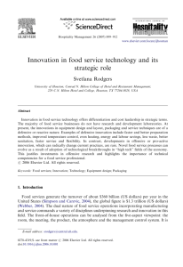 Innovation in food service technology and its strategic role