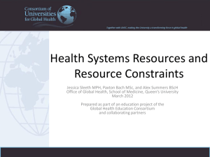 Health Systems Resources and Resource Constraints