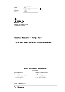 For: Review People's Republic of Bangladesh Country strategic