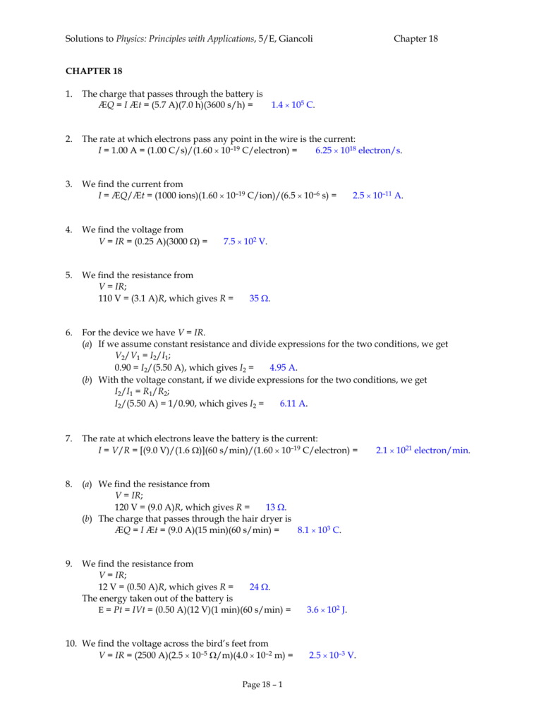 Solutions To Physics Principles With Applications 5 E Giancoli