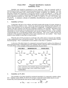 Chem 4563 Organic Qualitative Analysis Solubility Tests
