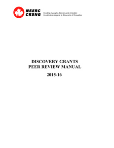 DISCOVERY GRANTS PEER REVIEW MANUAL 2015-16
