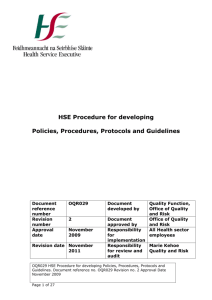 HSE Procedure for developing Policies, Procedures, Protocols and