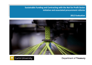 Sustainable Funding and Contracting with the Not for Profit Sector