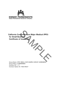 COI # 12: California Comprehensive Major Medical (PPO) for Small