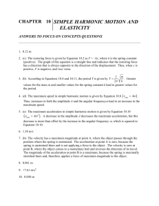 CHAPTER 10 SIMPLE HARMONIC MOTION AND ELASTICITY