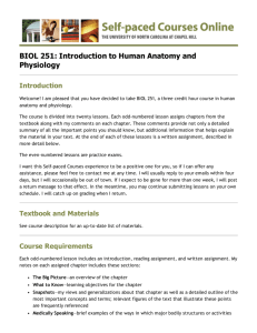 BIOL 251: Introduction to Human Anatomy and Physiology