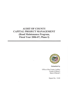 AUDIT OF COUNTY CAPITAL PROJECT MANAGEMENT (Road