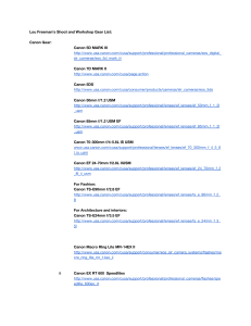 Lou Freeman's Shoot and Workshop Gear List: Canon Gear: Canon