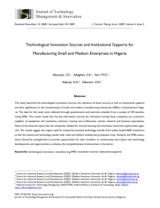 Technological Innovation Sources and Institutional Supports for