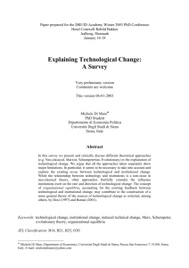 Explaining Technological Change: A Survey