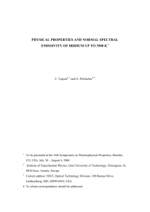 physical properties and normal spectral emissivity of iridium up to