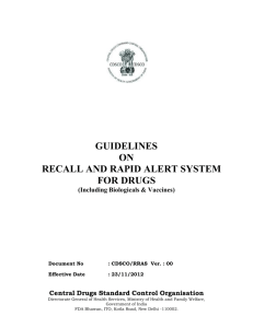 guidelines on recall and rapid alert system for drugs