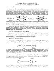 Chem 4563 Organic Qualitative Analysis Alkenes and Alkynes