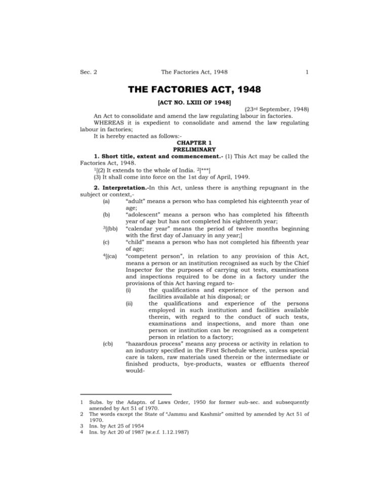 research paper on factories act 1948