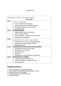 SEMESTER I MANAGEMENT FUNCTIONS AND BEHAVIOUR (04