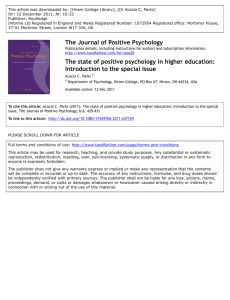 The state of positive psychology in higher education