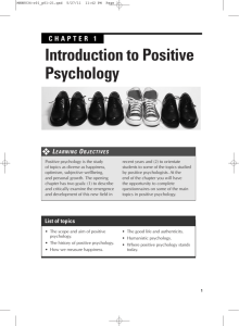 Chapter 1 Introduction to Positive Psychology