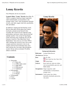 Lenny Kravitz - Wikipedia, the free encyclopedia
