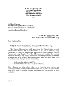 F. No. 334/5/2015-TRU Government of India Ministry