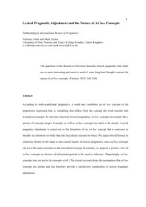 Lexical Pragmatic Adjustment and the Nature of Ad hoc Concepts