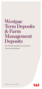 Westpac Term Deposits & Farm Management Deposits