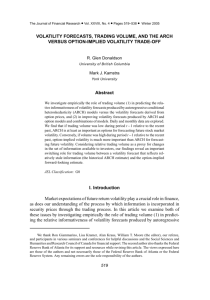 VOLATILITY FORECASTS, TRADING VOLUME, AND THE ARCH