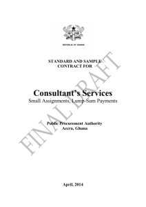 STANDARD AND SAMPLE CONTRACT FOR Consultant's Services