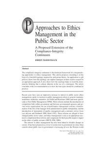 Approaches to Ethics Management in the Public Sector